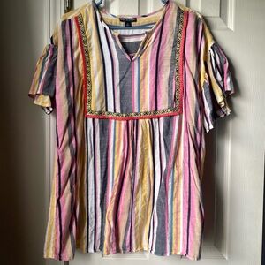 Thread Story Multicolored Striped Cotton Blend Blouse